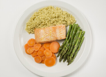 Salmon with cous cous and vegetables